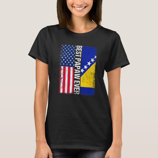 米国国旗・ボスニア・ヘルツェゴビナ最高の国旗 Tシャツ (正面)
