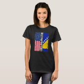 米国国旗・ボスニア・ヘルツェゴビナ最高の国旗 Tシャツ (正面フル)