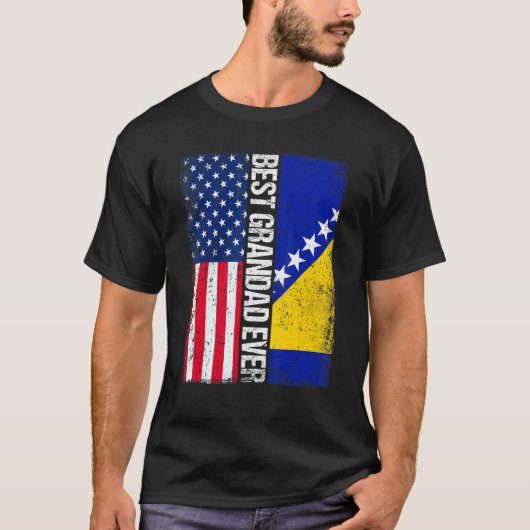 米国国旗・ボスニア・ヘルツェゴビナ最高の国旗 Tシャツ (正面)