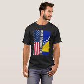 米国国旗・ボスニア・ヘルツェゴビナ最高の国旗 Tシャツ (正面フル)