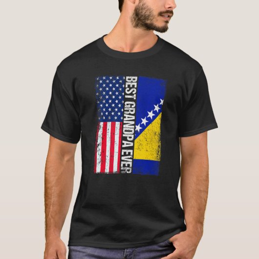 米国国旗・ボスニア・ヘルツェゴビナ最高の国旗 Tシャツ (正面)