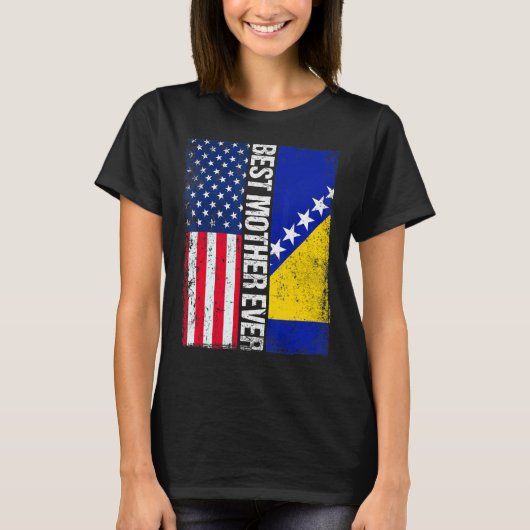 米国国旗・ボスニア・ヘルツェゴビナ最高の国母 Tシャツ (正面)
