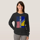 米国国旗・ボスニア・ヘルツェゴビナ最高の独身の国旗 Tシャツ (正面フル)