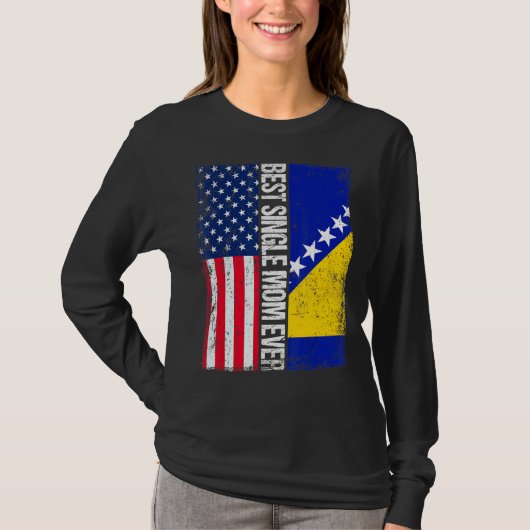 米国国旗・ボスニア・ヘルツェゴビナ最高の独身の国旗 Tシャツ (正面)
