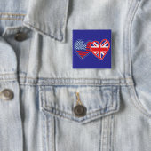 米国国旗/ユニオンジャック国旗のハート 缶バッジ (インサイチュ)