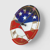 米国国旗 ラウンド壁時計 (傾斜)