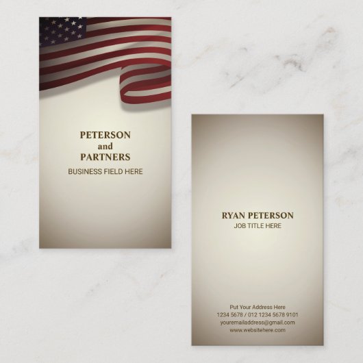 米国国旗 |垂直 |ヴィンテージ背景 名刺 (正面/裏面)