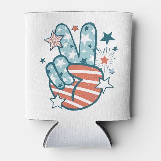 米国国旗「平和」 缶クーラー (正面)