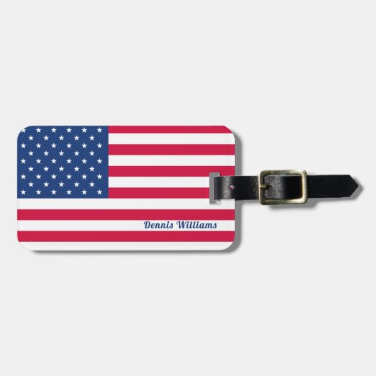 米国国旗 |愛国的パーソナライズされたな ラゲッジタグ (正面横)