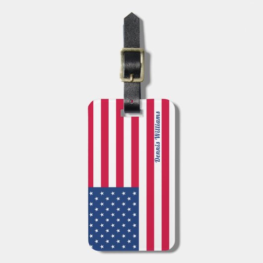 米国国旗 |愛国的パーソナライズされたな ラゲッジタグ (正面縦)