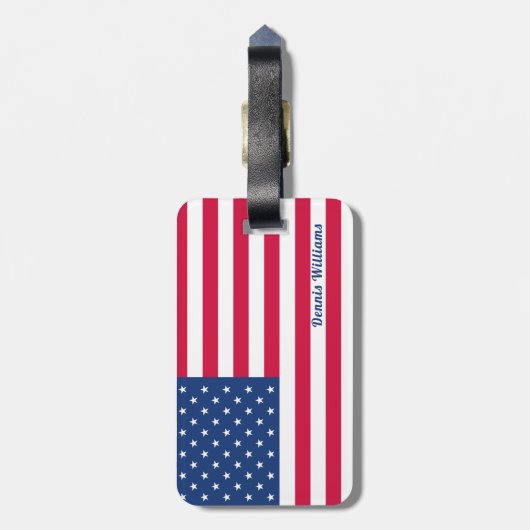 米国国旗 |愛国的パーソナライズされたな ラゲッジタグ (裏面縦)