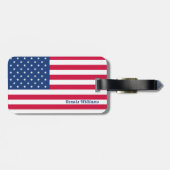 米国国旗 |愛国的パーソナライズされたな ラゲッジタグ (裏面横)