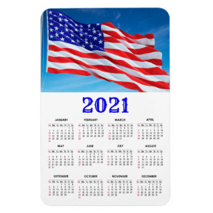 米国国旗 愛国的2021年カレンダー マグネット