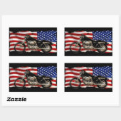 米国国旗、星とストライプ、バイク、バイク 長方形シール (シート)