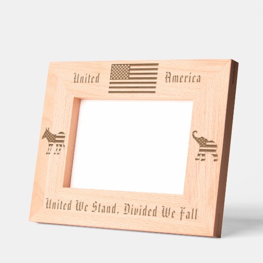 米国国旗、民主党のロバと共和党の象 レーザー彫刻フレーム (左)