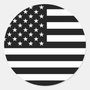 米国国旗 – 白黒ステンシル ラウンドシール