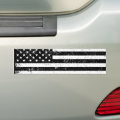 米国国旗、白黒 バンパーステッカー (車上)