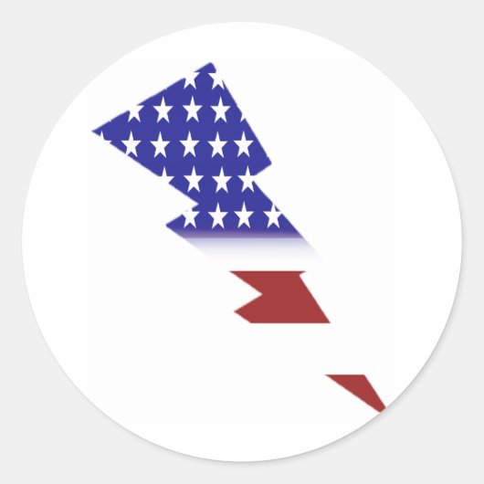 米国国旗 – 稲妻の形 ラウンドシール (正面)