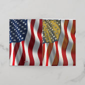 米国国旗 箔グリーティングカード (外側レイダウン)