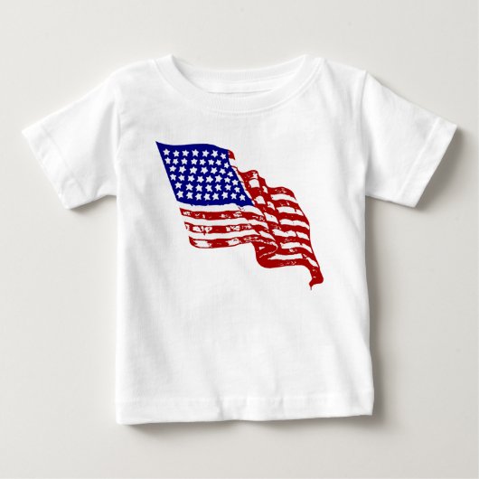 米国国旗、米国国旗、米国国旗 ベビーTシャツ (正面)