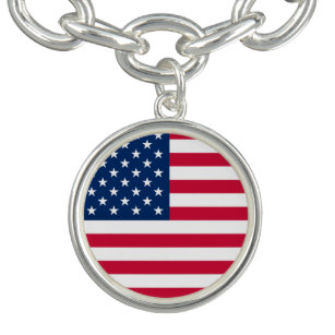 米国国旗 – 米国 – 愛国 チャームブレスレット