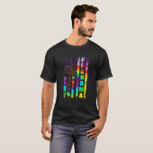 米国国旗、自閉症に関する認識のおばあちゃんの支援ネクタイ Tシャツ (正面フル)