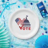 米国国旗、資本投票チェック・マーク ペーパープレート (パーティー)