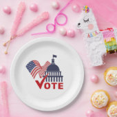 米国国旗、資本投票チェック・マーク ペーパープレート (パーティー)