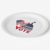 米国国旗、資本投票チェック・マーク ペーパープレート (アングル)