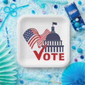 米国国旗、資本投票チェック・マーク ペーパープレート (パーティー)