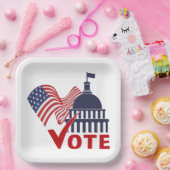 米国国旗、資本投票チェック・マーク ペーパープレート (パーティー)