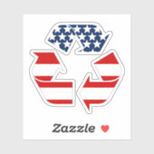 米国国旗 – 赤と青のリサイクル記号 シール (シート)