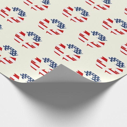 米国国旗 – 赤と青のリサイクル記号 ラッピングペーパー (角)