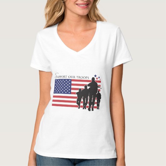 米国国旗 – 軍隊を支援 Tシャツ (正面)