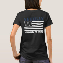 米国国旗 – 退役軍人ネイビーブルー – 衣服に値 Tシャツ