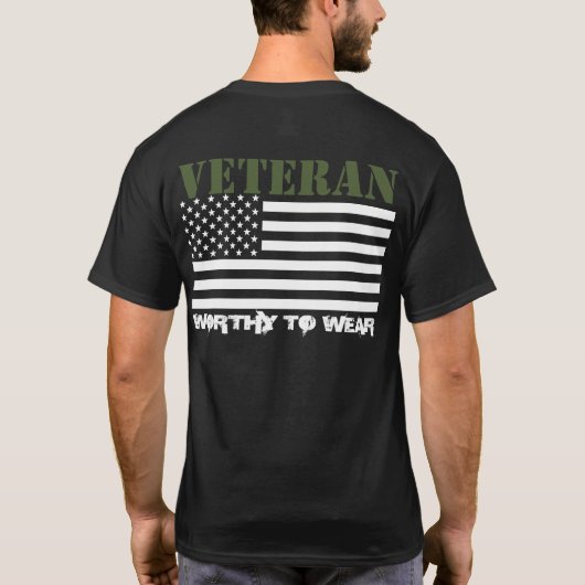 米国国旗 – 退役軍人軍トライデントGRN-衣服に値する Tシャツ (裏面)