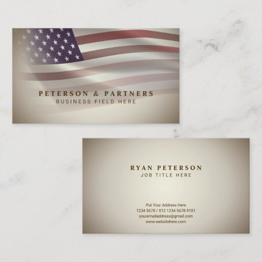米国国旗 |透明グラデーション |ヴィンテージ 名刺 (正面/裏面)