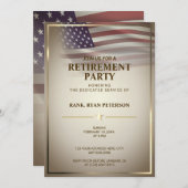 米国国旗 |透明 |金ゴールドフレーム |ヴィンテージ 招待状 (正面/裏面)