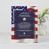 米国国旗/金ゴールドオークリーフ軍隊退職パーティー 招待状 (スタンド正面)