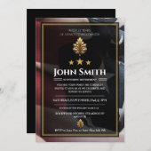 米国国旗 |金ゴールドオーク軍隊退職 招待状 (正面/裏面)