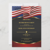 米国国旗 | 金ゴールド曲線 | ラグジュアリーブラック 招待状 (正面)