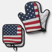 米国国旗 鍋つかみ&鍋敷きセット (正面/裏面)