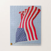 米国国旗 |風になびく ジグソーパズル (縦)