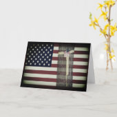 米国国旗/黄色のリボン軍隊グリーティングカード カード (黄色い花)