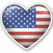 米国国旗 | 3Dハートアイコン シール (正面)