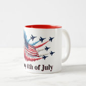 米国国旗、7月4日 ツートーンマグカップ (正面右)