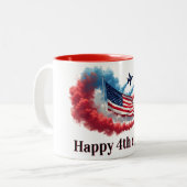 米国国旗、7月4日 ツートーンマグカップ (正面左)
