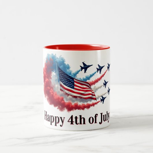 米国国旗、7月4日 ツートーンマグカップ (中央)