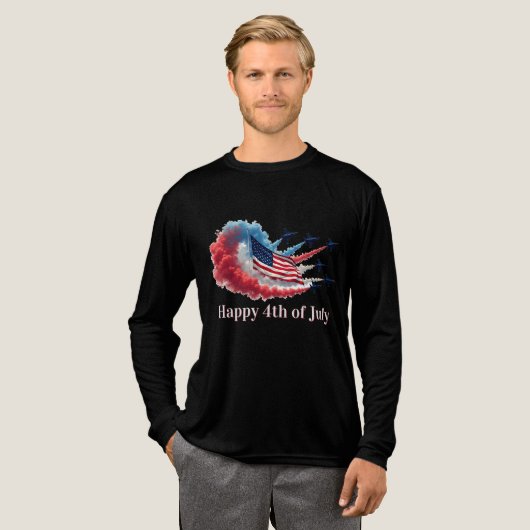 米国国旗、7月4日 トライブレンドTシャツ (正面全体)