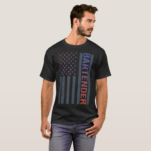 米国国旗 – Bartender Tシャツ (正面フル)